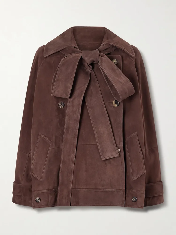 Double-breasted suede jacket