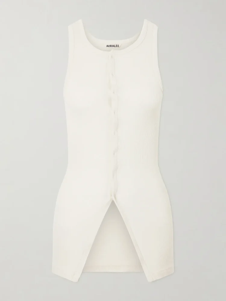 Ribbed-knit cotton tank