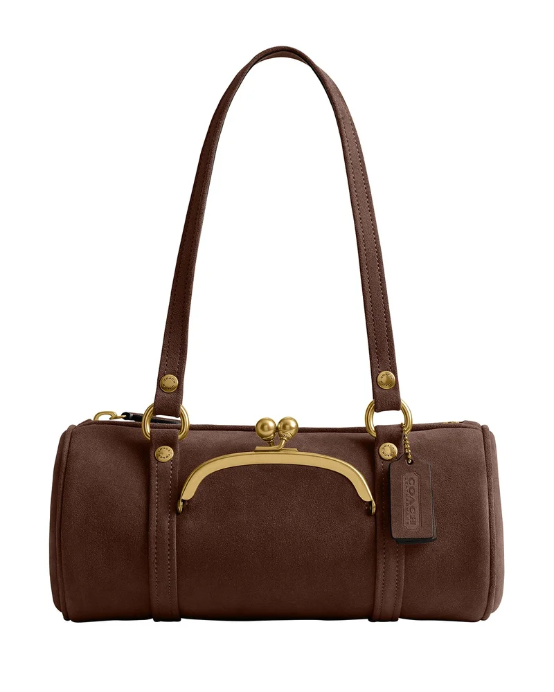 Medium Suede Barrel Bag
