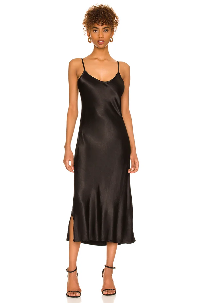 Bias Slip Dress - black
