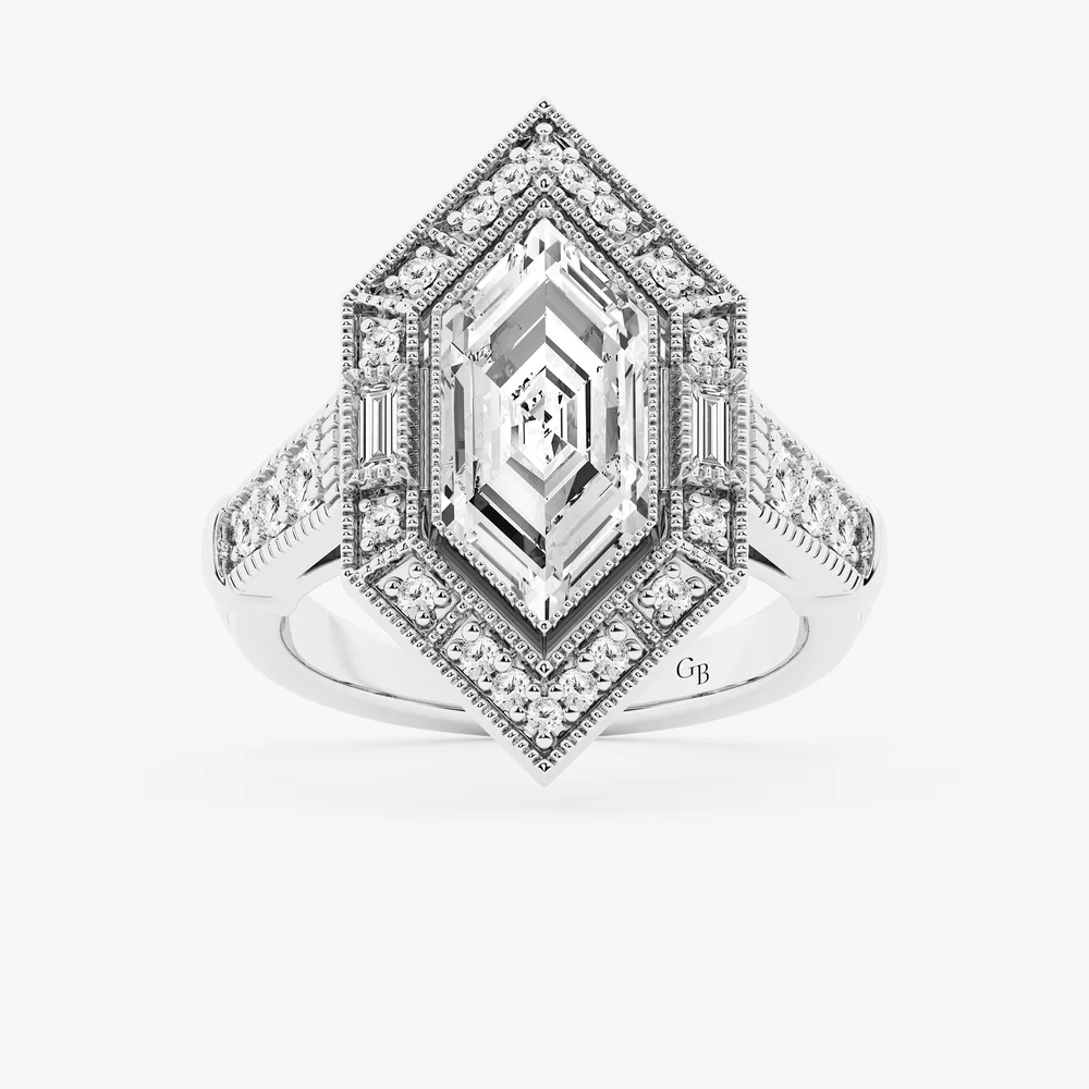 Anne 2 1/2 ctw Dutch Marquise Lab Grown Diamond Vintage Halo Engagement Ring 14K White Gold