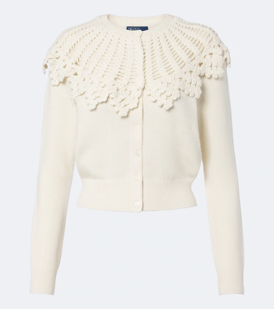 Crochet-trimmed wool and alpaca cardigan