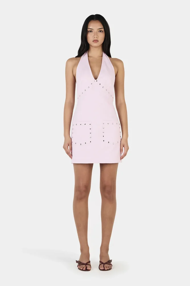 Lilah Studded Mini Dress Baby Pink