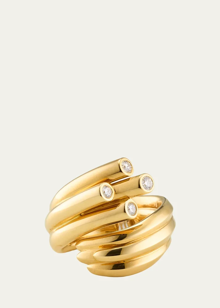 18K Yellow and White Gold Diamond Sheaf Ring