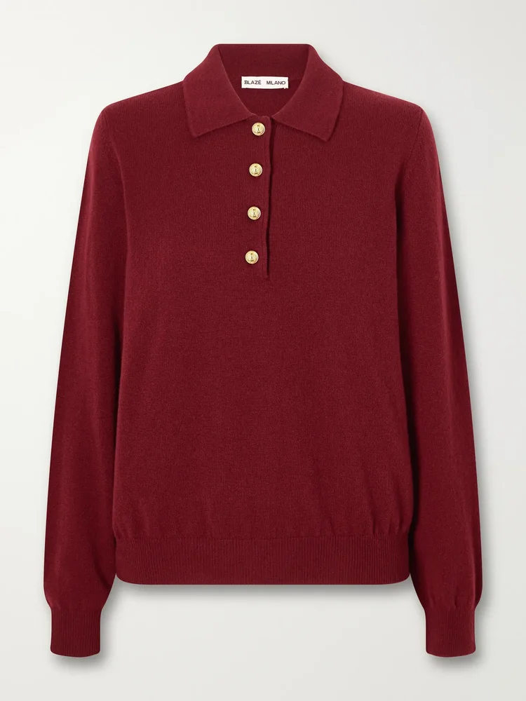 Highland wool and cashmere-blend polo sweater