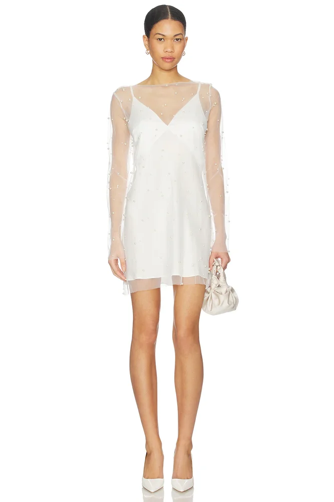 Opaline Sheer Pearl Mini Dress