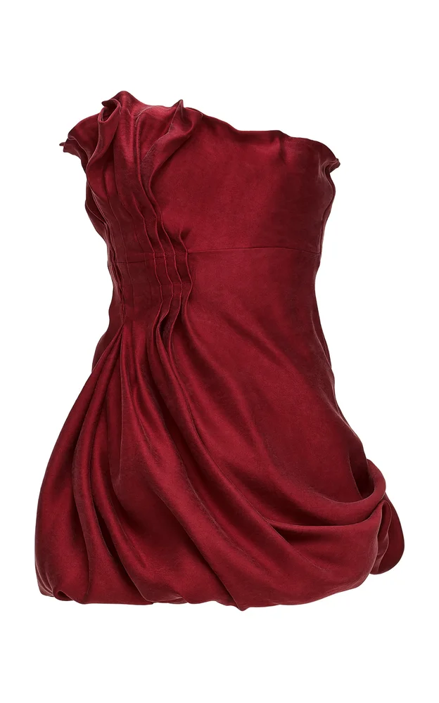 Ruched Silk Mini Dress