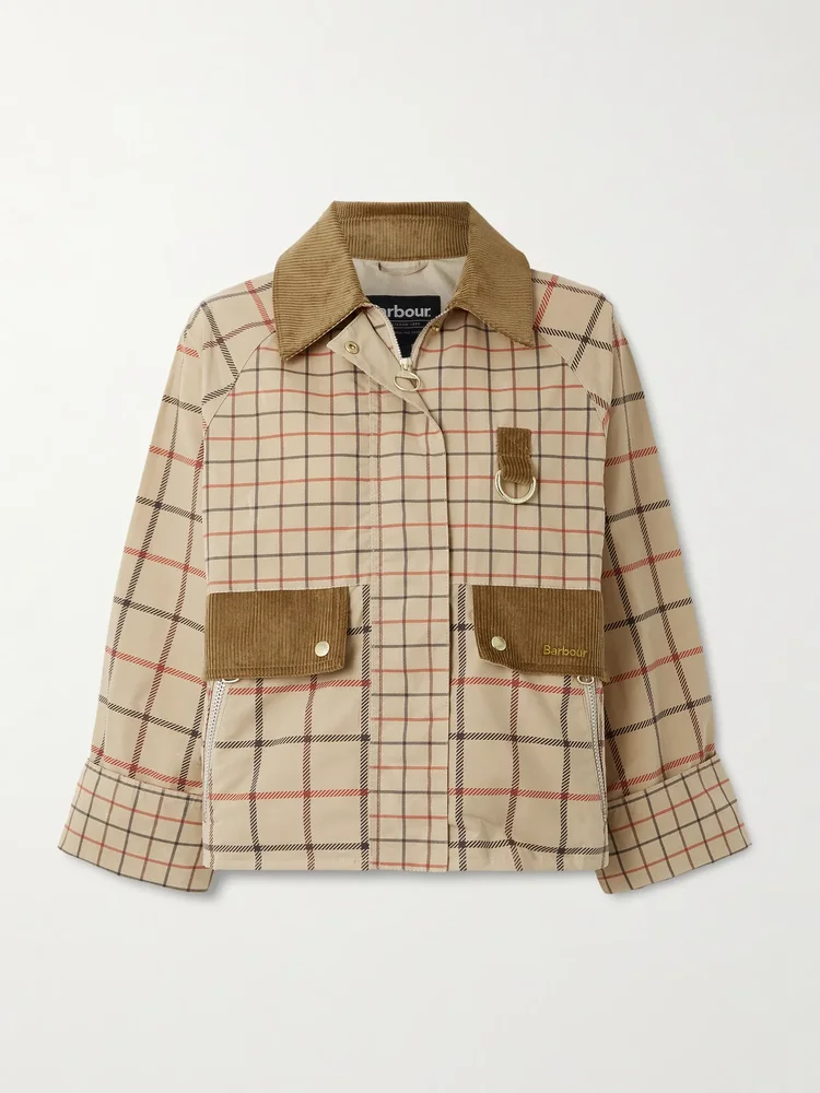 Mackworth corduroy-trimmed checked cotton jacket