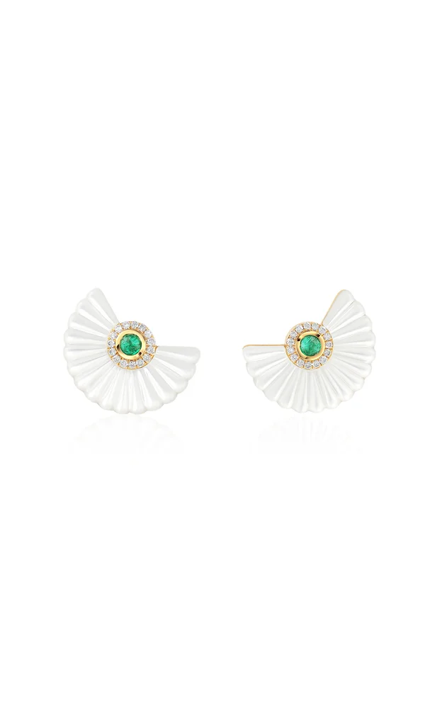 18K Gold Emerald Alara Snowdrop Earrings