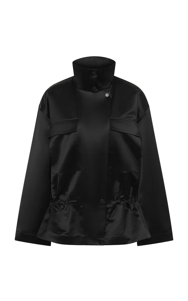 Structured Satin Cotton-Blend Utility Parka