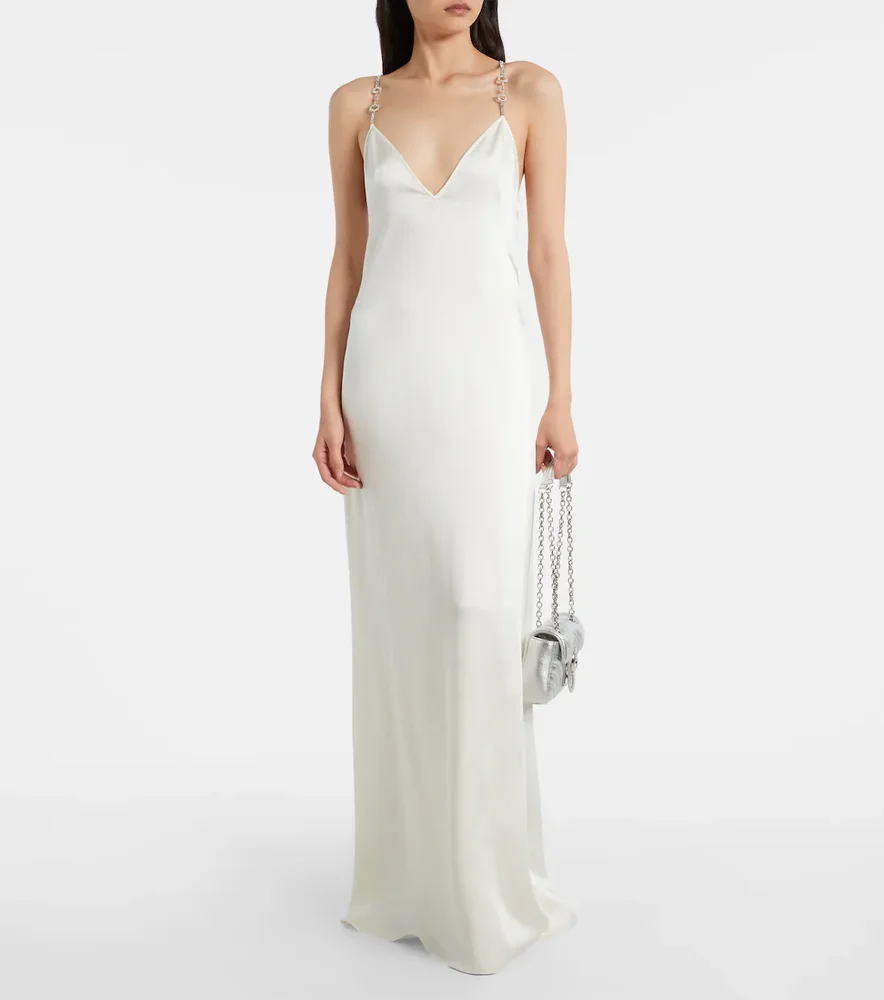 Horsebit embellished satin slip dress