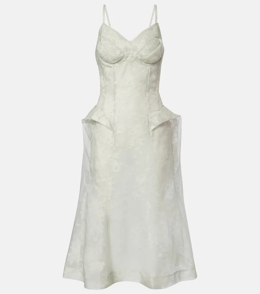 Peplum silk lace corset dress