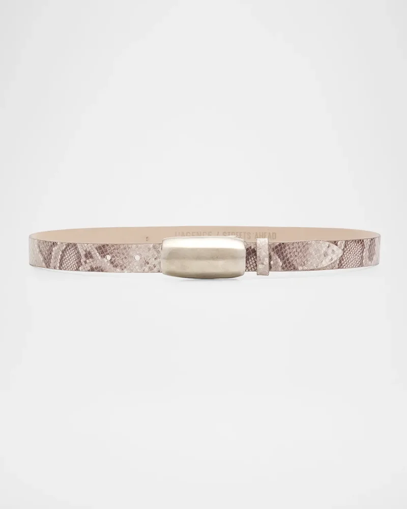 x Streets Ahead Marlowe Snake-Embossed Leather Belt
