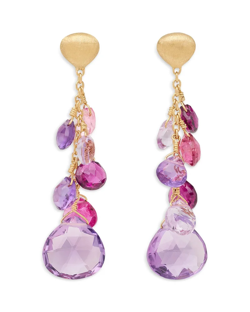 18K Yellow Paradise Multi Gemstone Chain Drop Earrings