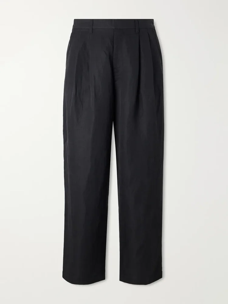 Wide-Leg Linen and Silk-Blend Twill Trousers