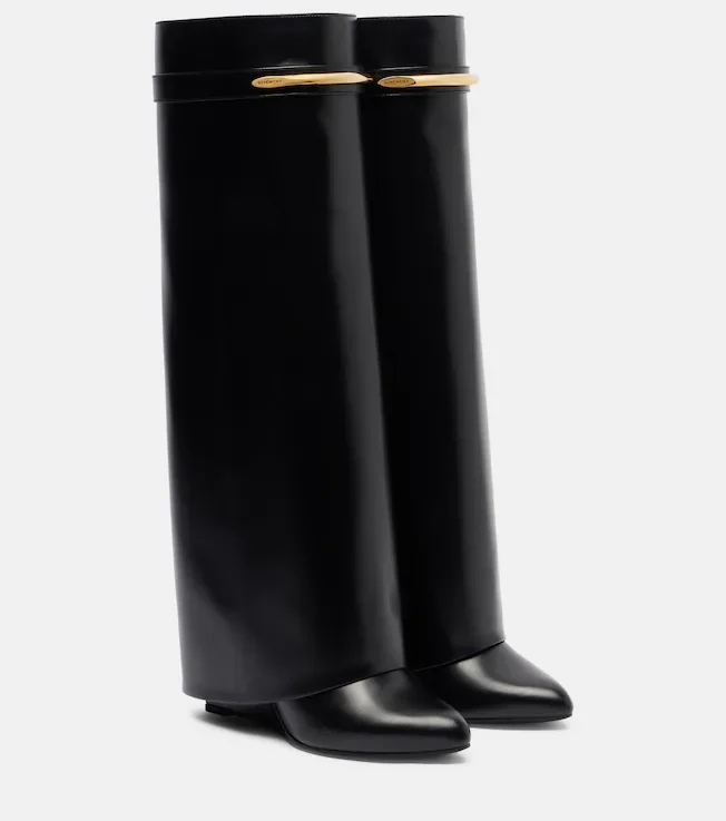 Shark 95 leather knee-high boots in black