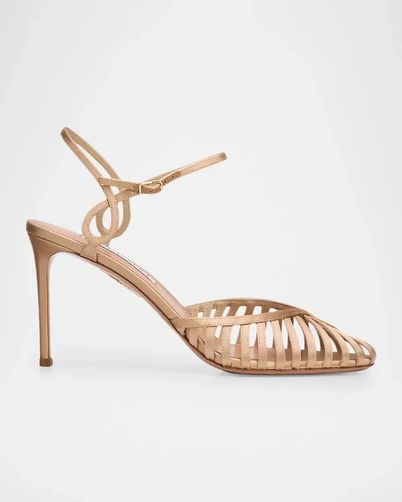 85mm Sweet Surrender Satin Caged Pumps