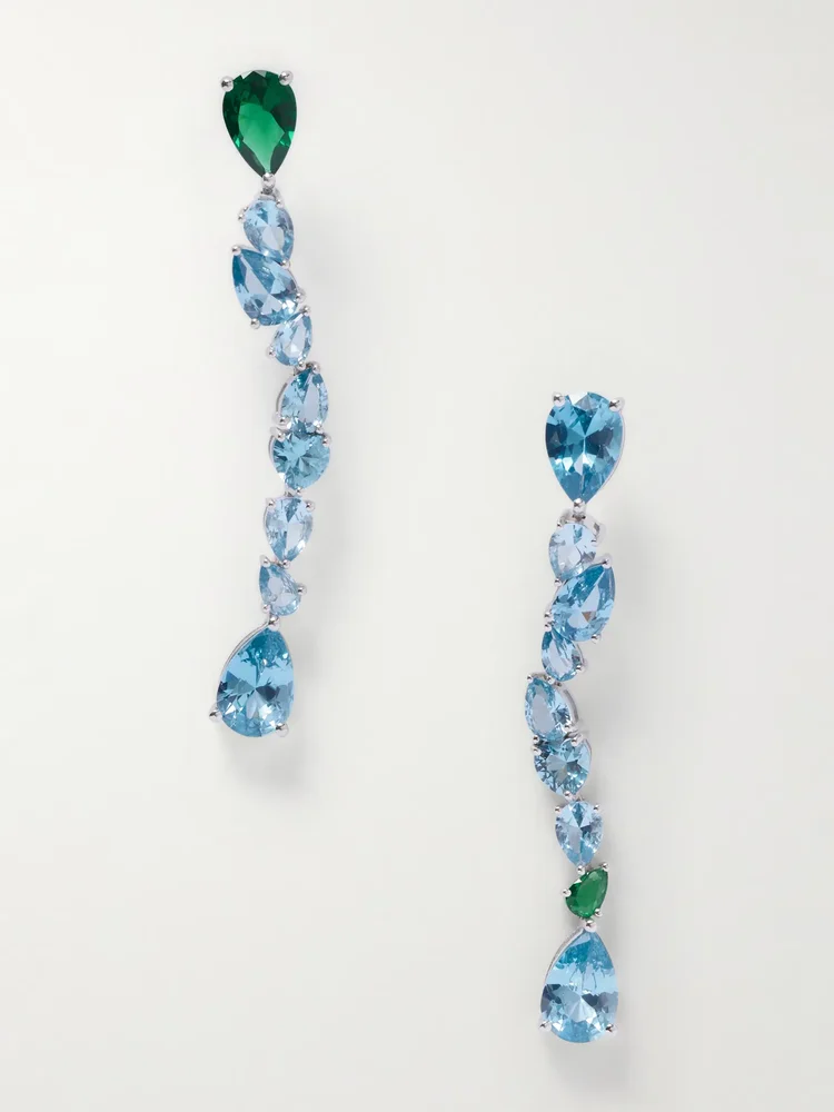 Recycled silver, cubic zirconia and synthetic spinel earrings