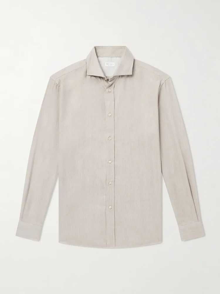 Herringbone Cotton and Lyocell-Blend Shirt
