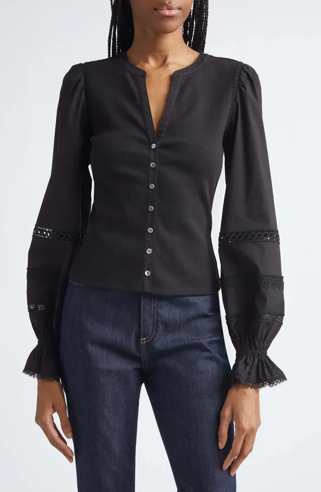 Ginny Lace Trim Puff Sleeve Top