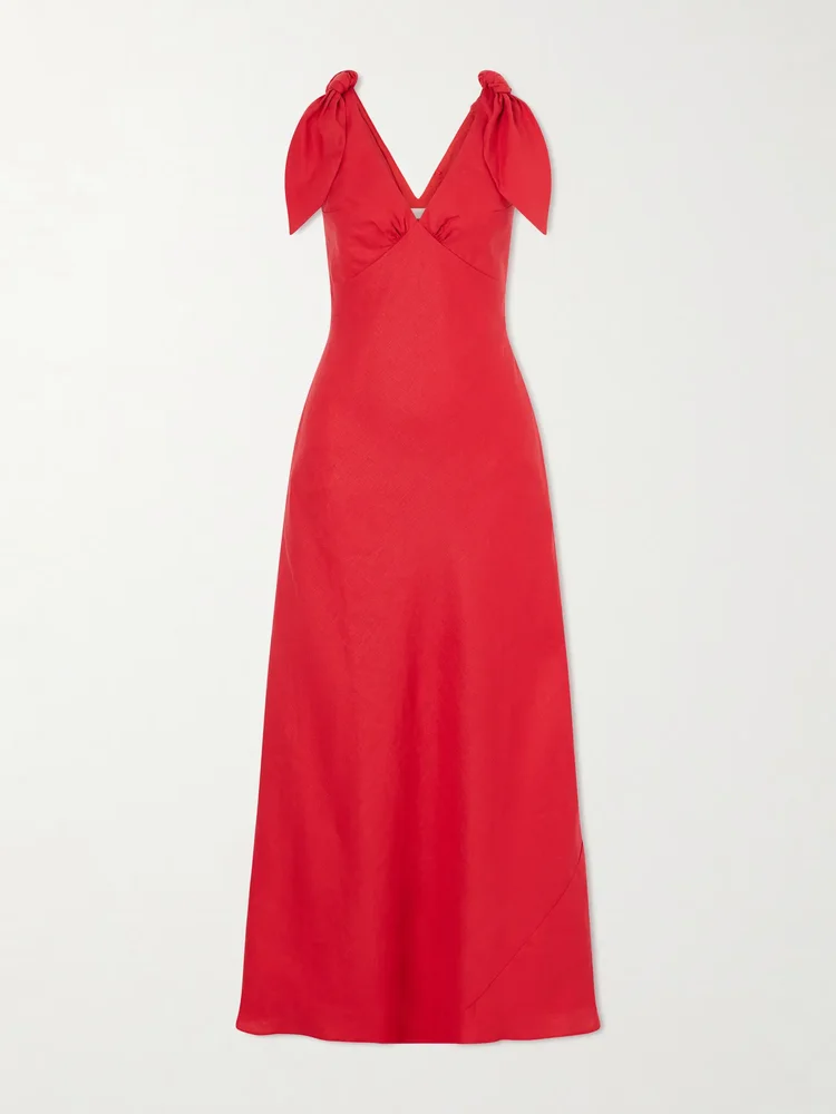 Solana knot-detailed linen maxi dress