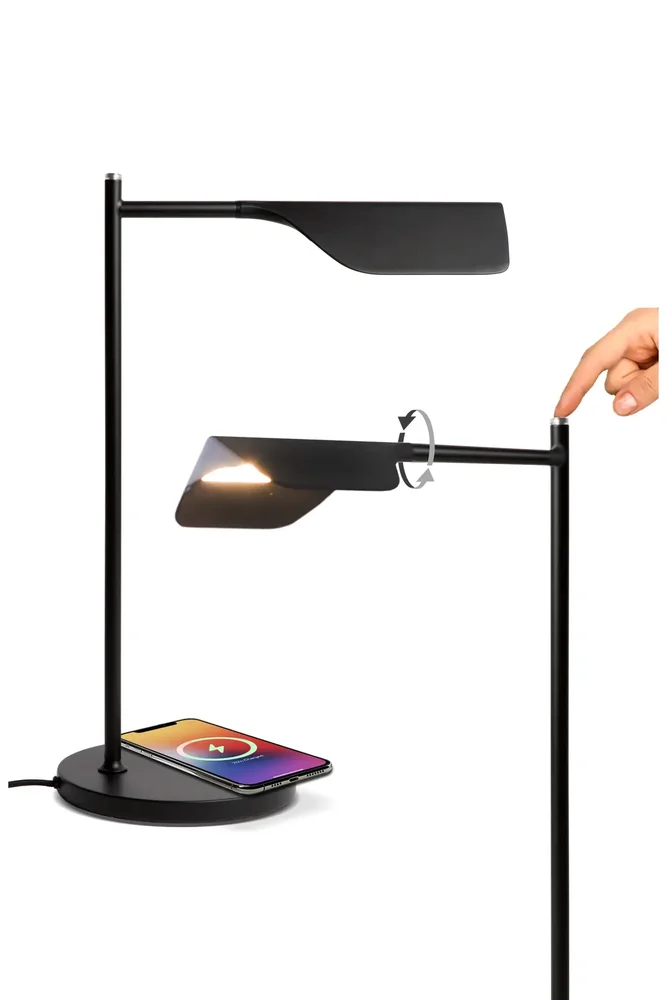 Leaf 16" Wireless Charging Pad Industrial LED Table Lamp