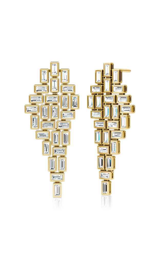 14K Yellow Gold Lab-Grown Diamond Baguette Cascade Earrings