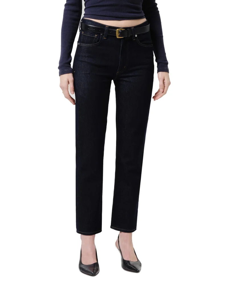Caia High Rise Straight Jeans in Inky Rinse
