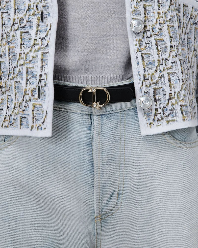 Reversible CD Mini Lily Belt Black and Gold-Tone Smooth Calfskin, 20 MM