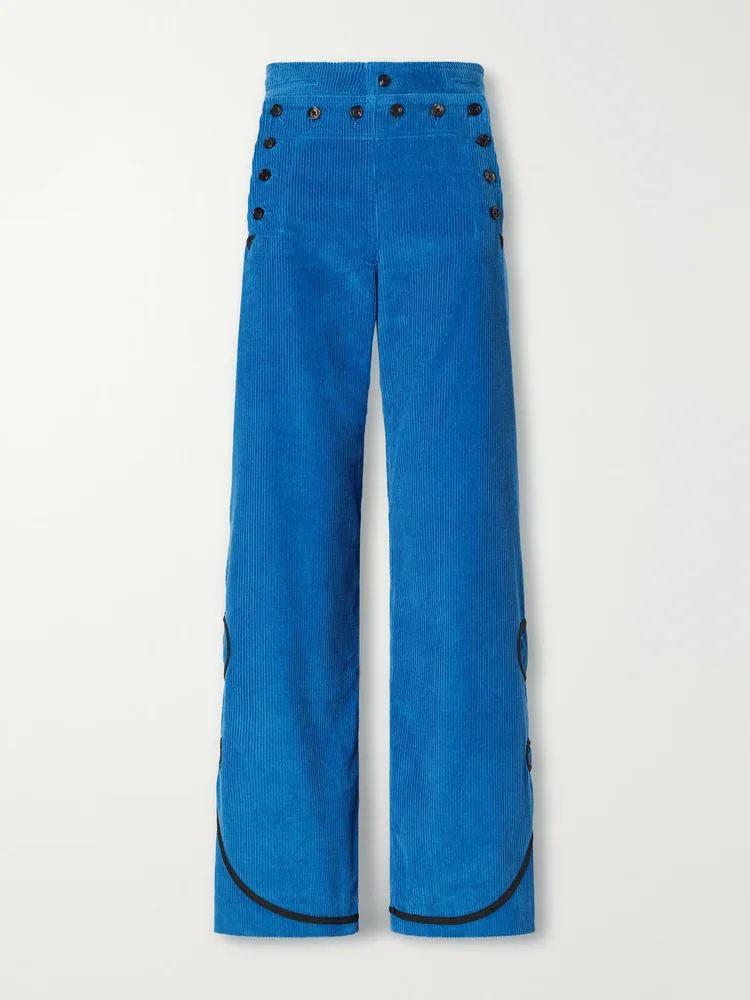 Stagecoach embroidered cotton-corduroy wide-leg pants