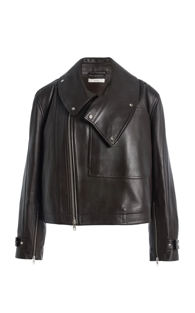 Flying Collar Leather Moto Jacket
