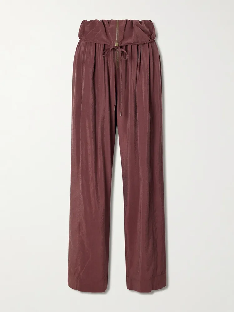 Silk-blend wide-leg pants