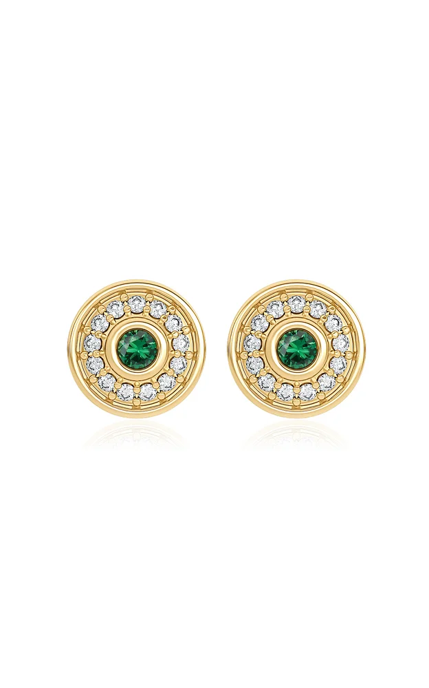 Universum Petite 18K Yellow Gold Diamond, Emerald Earrings