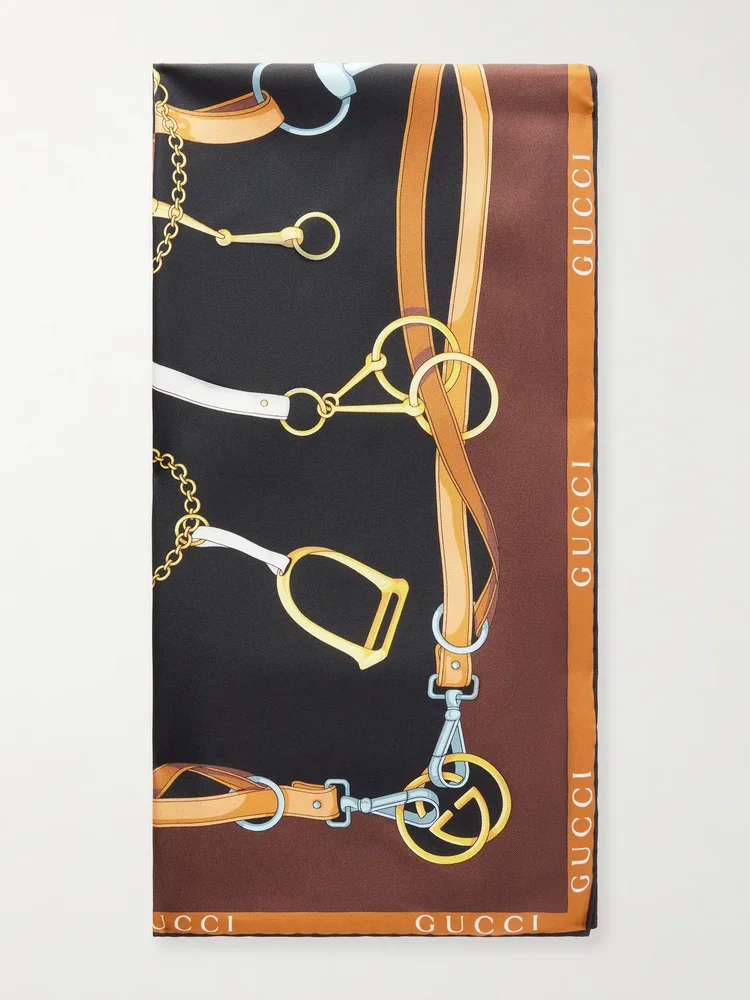 Printed silk-twill scarf