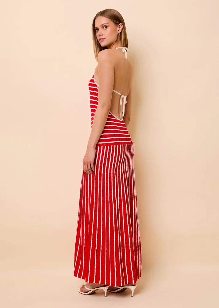 Solid & Striped Lottie Dress Tucked Stripe Lipstick Red