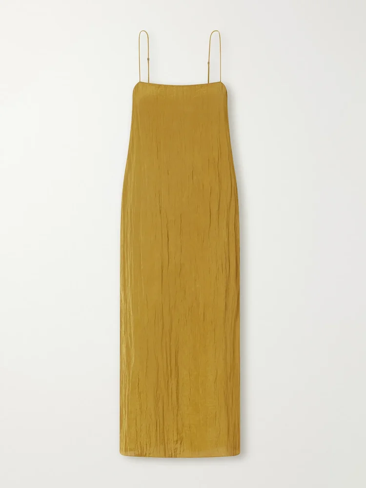 Crinkled satin midi dress