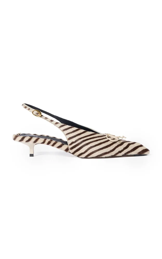 The Cubisto Zebra Pony Hair Slingback Pumps