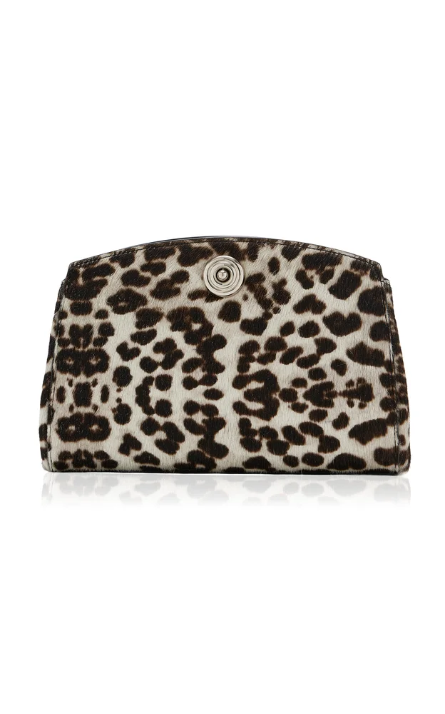 Pushlock Leopard Calf Hair Clutch