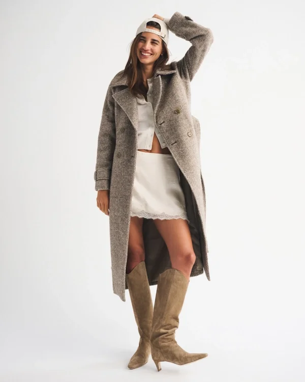 Abercrombie and Fitch A&F Carrie Wool-Blend Trench Coat