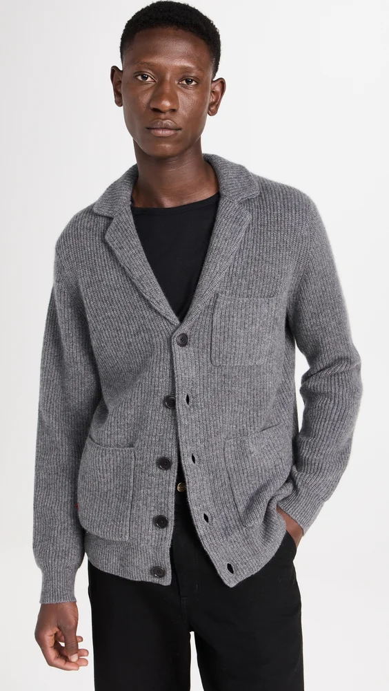 Ribbed Cardigan in Cashmere