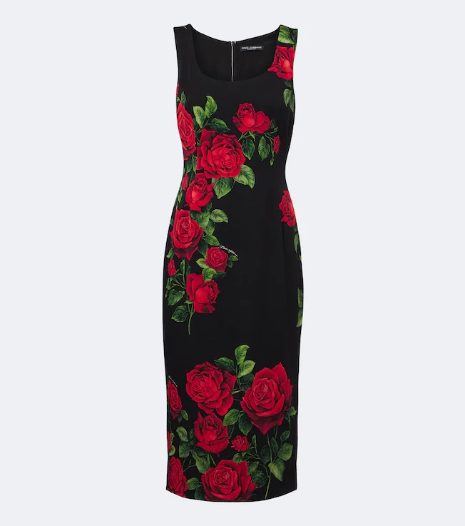 Floral silk-blend midi dress