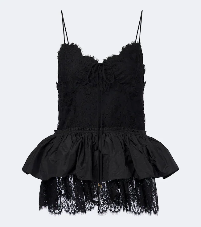 Peplum lace and taffeta top