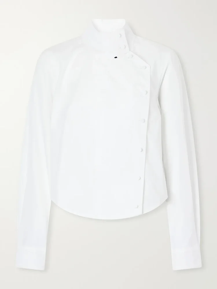 Asymmetrical cotton-poplin shirt