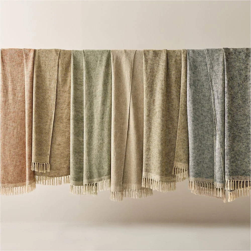 Two-Tone Chunky Linen Throw