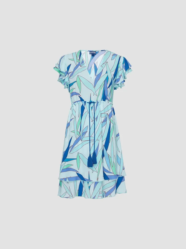 Abstract Tiered Ruffle Minidress