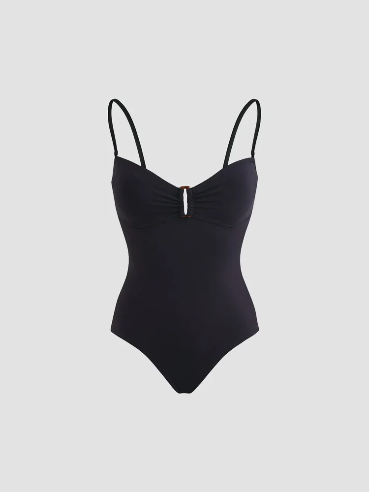 Stretch Jersey Sweetheart Keyhole One-Piece Swimsuit