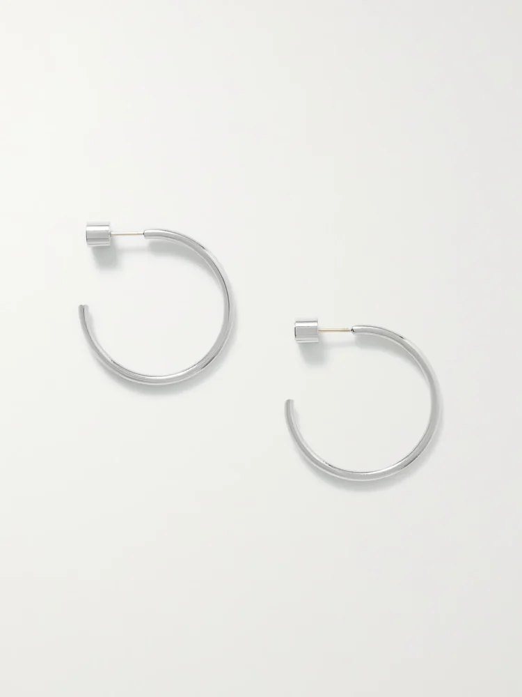 Mini Thread silver-plated hoop earrings