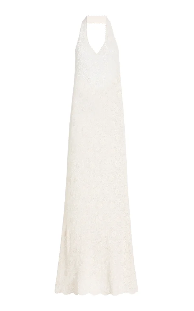 Eddie Crocheted Cotton Maxi Halter Dress