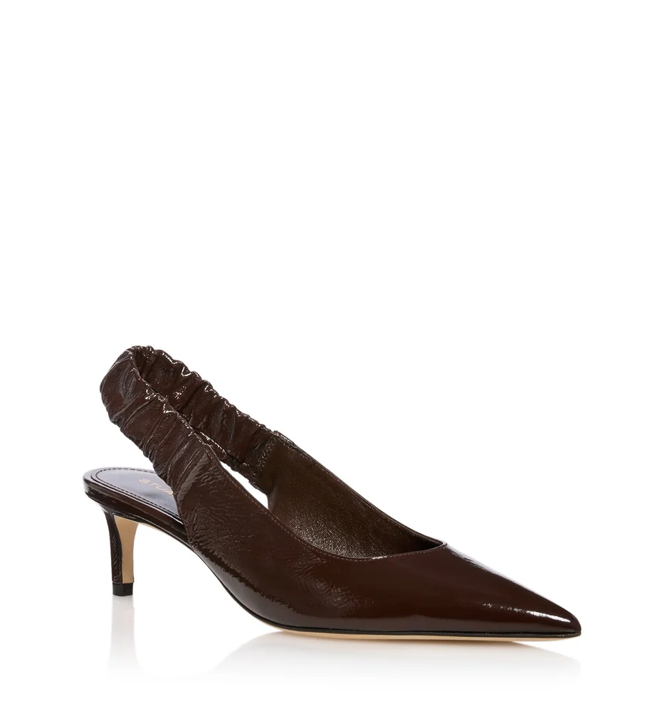 Ruche Patent Leather Slingback Pumps