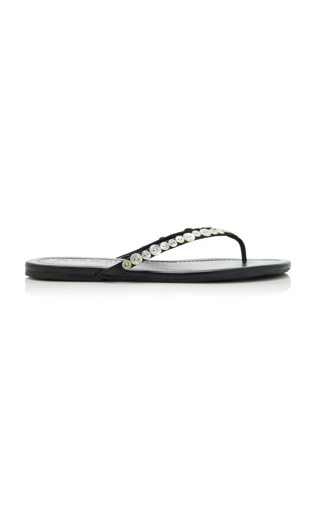 Freja Embellished Leather Thong Sandals